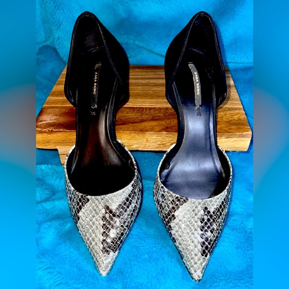 ZARA Basic snakeskin & black kitten heel size 36/US 5.5 - Picture 2 of 4